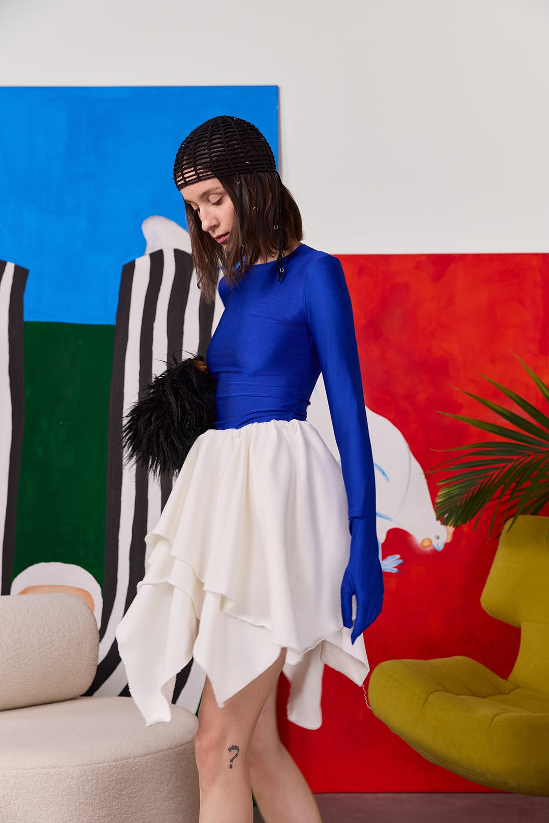 edgy skirt in milk color
