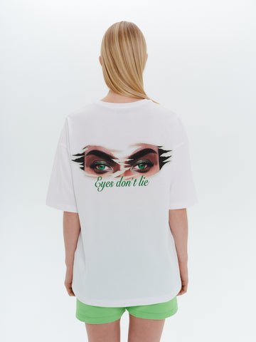 t-shirt "eyes don`t lie" in white color