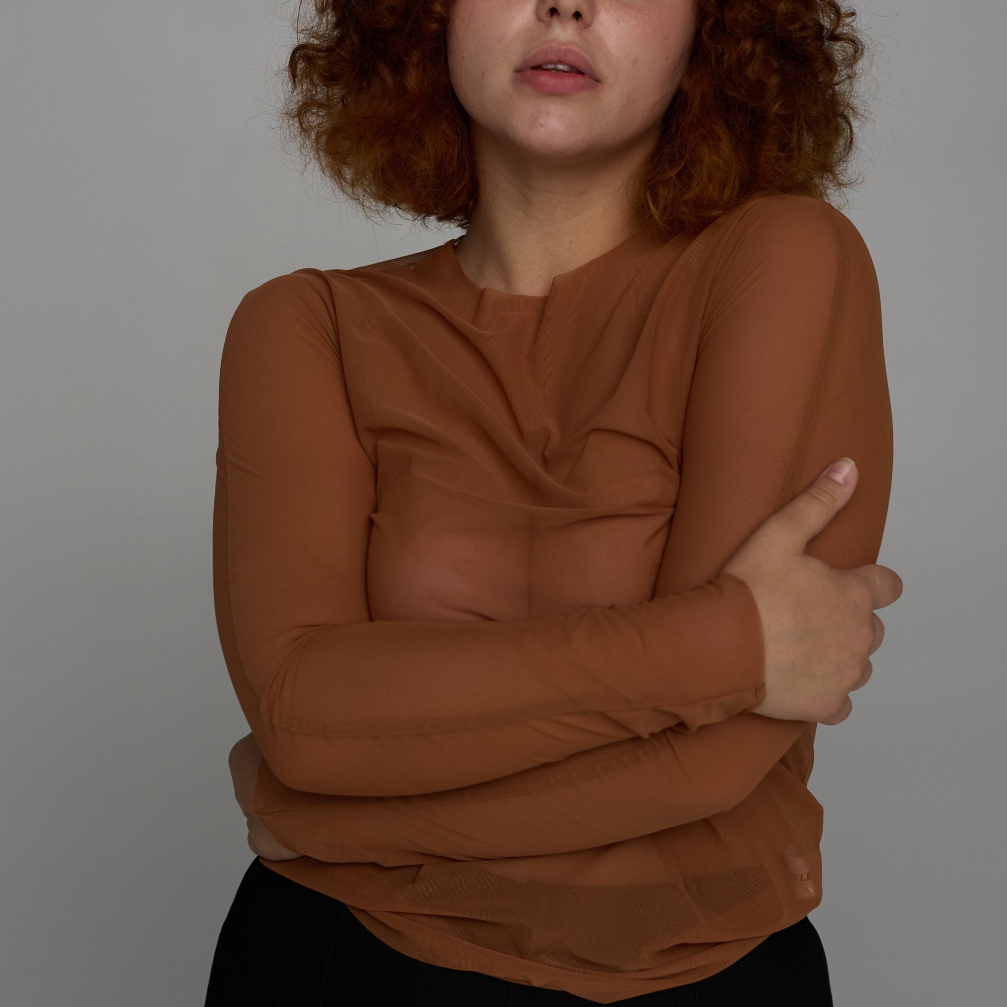 longsleeve mesh in brown color