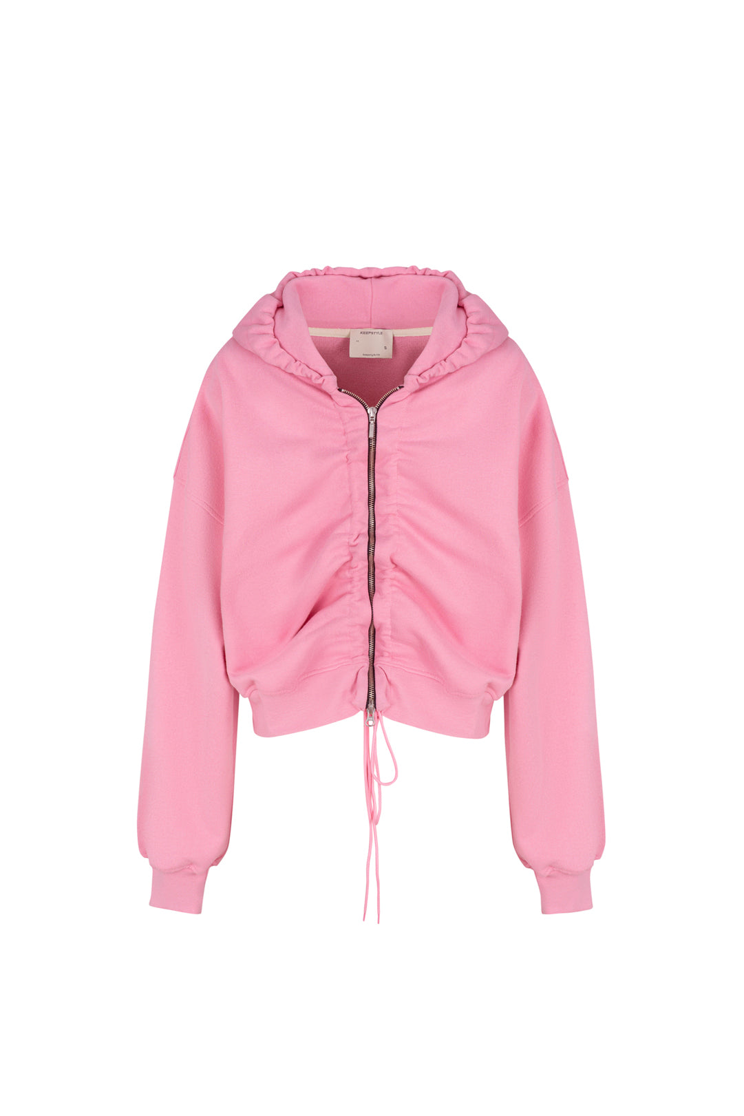zip-up crop hoodie in bubble color